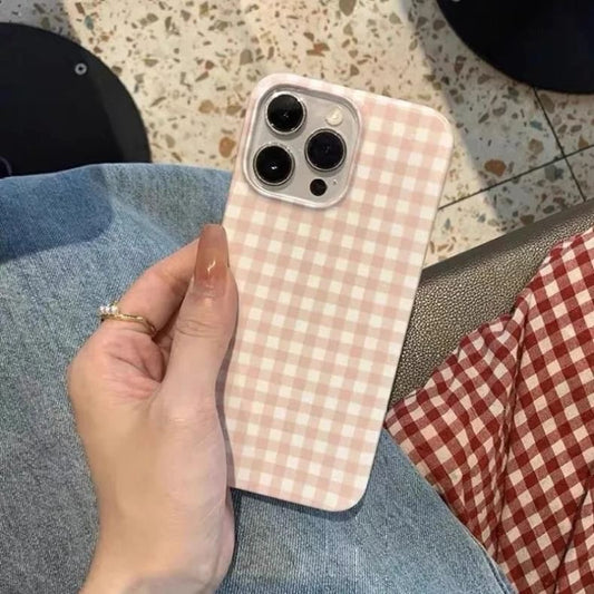 Pink Gingham Phone Case| Soft & Aesthetic Case